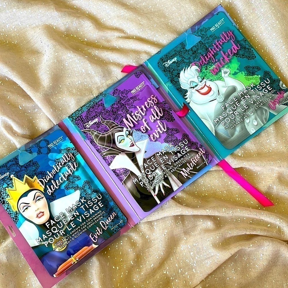 Brand New Mad Beauty Disney Villains 3 Piece Face Mask Collection